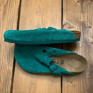 Birkenstock Digital Green Suede Leather Boston